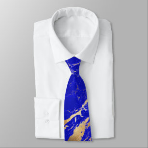Cravate PixDezines Lapis Bleu Marbre dalle+Veines Or