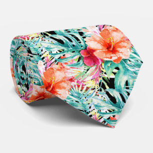 Cravate PixDezines Paradis Tropical Feuillage Floral