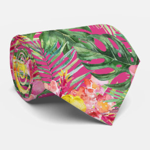 Cravate PixDezines Paradis Tropical Floral Feuillage