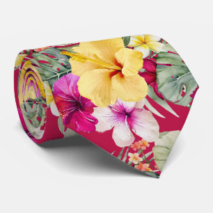 Cravate PixDezines Paradis Tropical Floral Foliage