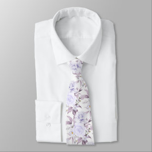 Cravate PixDezines Roses aquarelles violet mauve