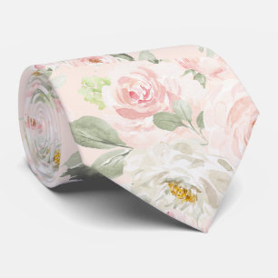 Cravate PixDezines Roses en aquarelle rose blush DIY Fond
