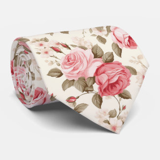 Cravate PixDezines Roses en aquarelle vintage rose poudré