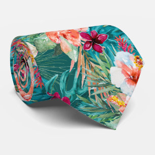 Cravate PixDezines Tropical Paradise Floral Foliage