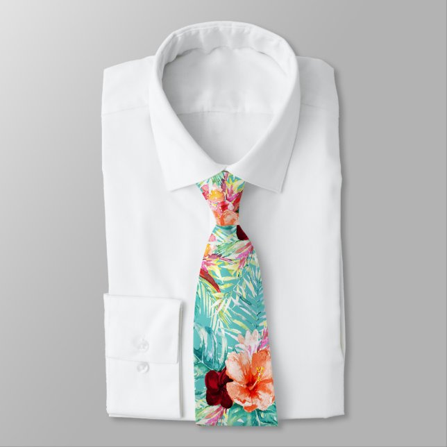Cravate PixDezines Tropical Paradise Floral Foliage (Attaché)