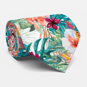 Cravate PixDezines Tropical Paradise Floral Foliage