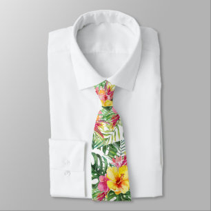 Cravate PixDezines Tropical Paradise Floral Foliage