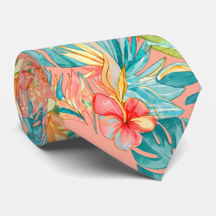 Cravate PixDezines Vintage Lush H2 Hawaii Floral Foliage