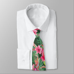 Cravate PixDezines Vintage Pastel H2 Hawaï Floral Feuillag