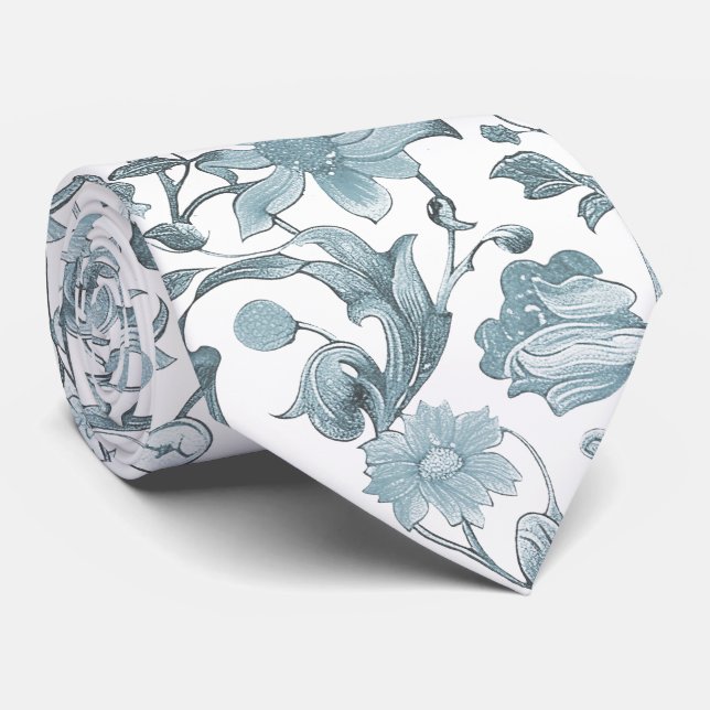 Cravate PixDezines William Morris Dusty BlueDIY Ardoise Bl (Roulé)