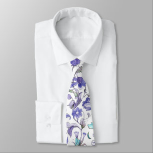 Cravate PixDezines William Morris Floral Pourpre Aqua