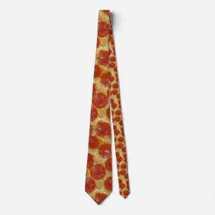 Cravate pizza au gros pepperoni