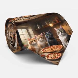 Cravate "Pizza Paw-ty : Quatre Chats Creusent !"
