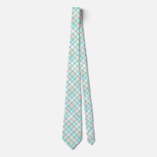 Cravate Plaid bleu et jaune pastel