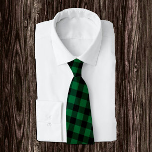 Cravate Plaid Buffalo vert et noir, rustique