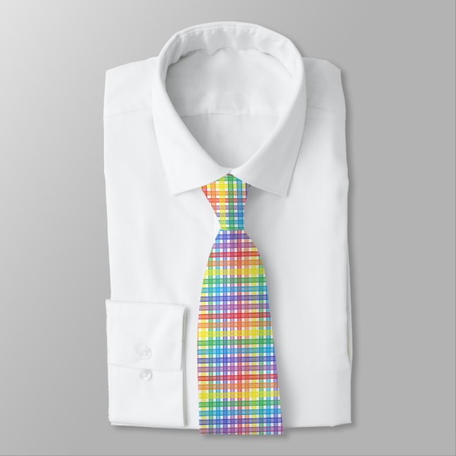 Cravate Plaid d'arc-en-ciel (Attaché)