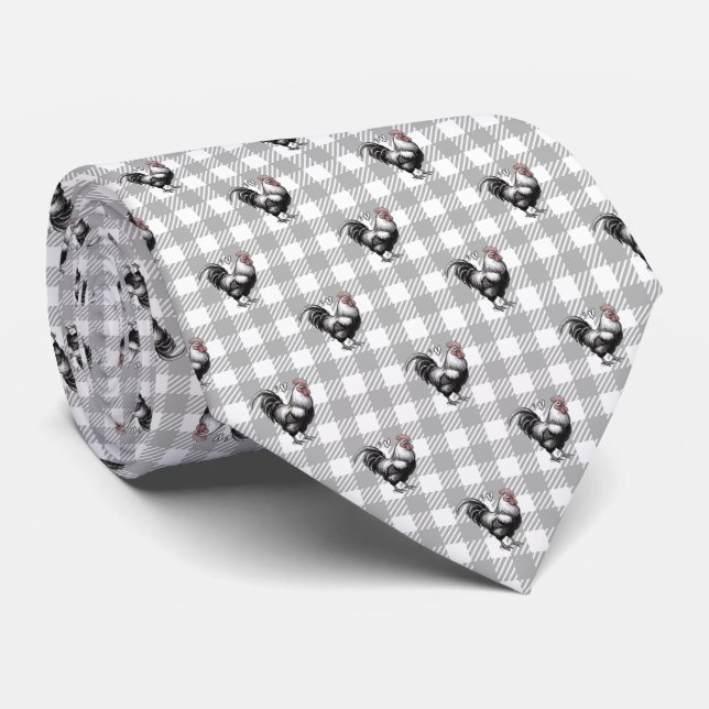 Cravate Plaid Gris Roster (Roulé)