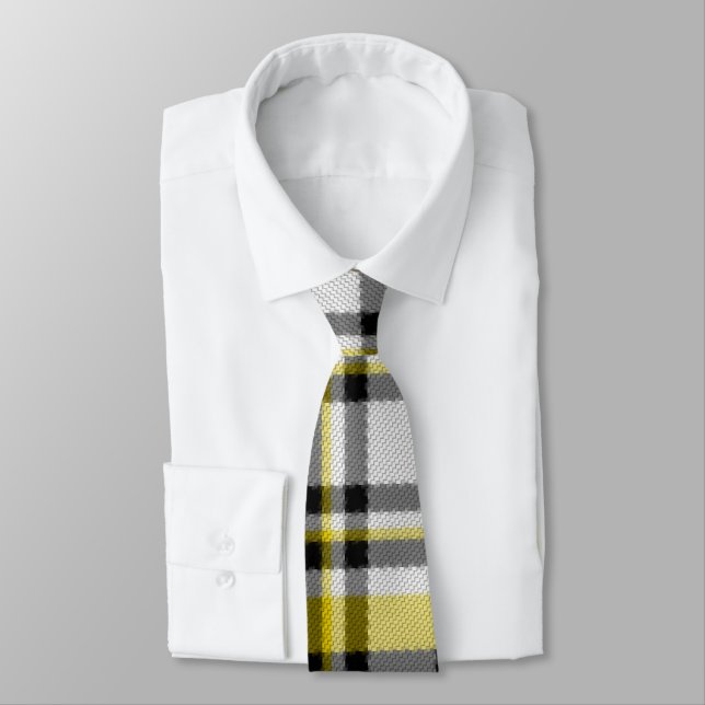 Cravate plaid jaune blanc et noir (Attaché)