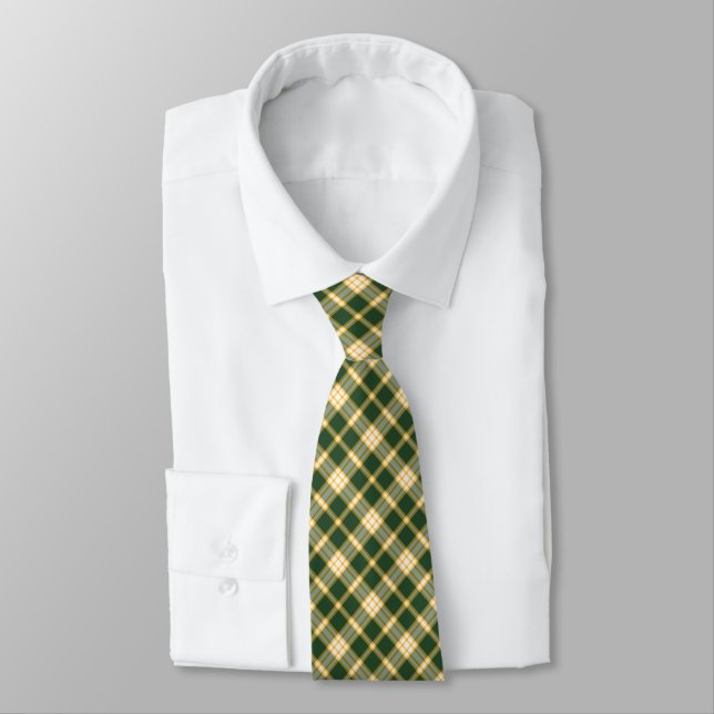 Cravate Plaid sportif d'or vert-foncé et jaune (Attaché)