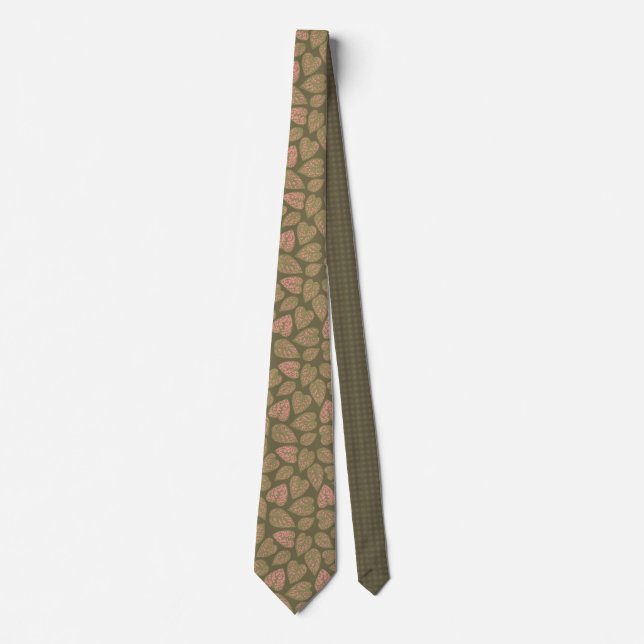 Cravate Plante Sage Green et rose Polka Dot Feuilles (Devant)