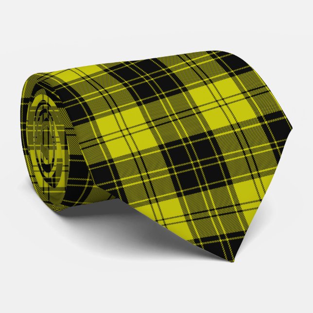 Cravate Plaque noire jaune tartan MacLachlan (Roulé)