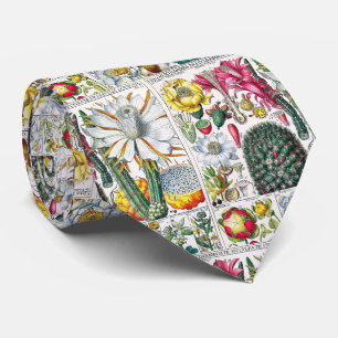 Cravate Plaque vintage Stylisée Botanique Cactus #32