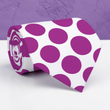 Plum Purple Polka Dots on White Custom Necktie