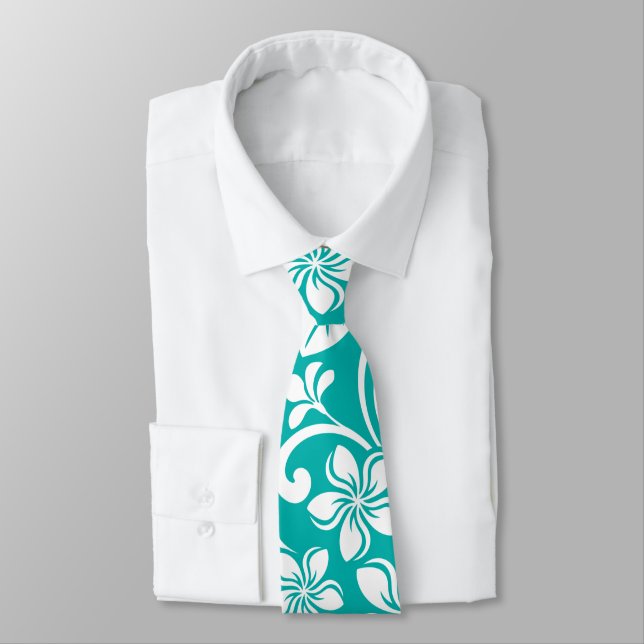 CRAVATE PLUMÉRIE DE L'ÎLE (TURQUOISE) (Attaché)