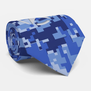 Cravate Pochoir étoile Vinyle vintage bleu camouflage numé