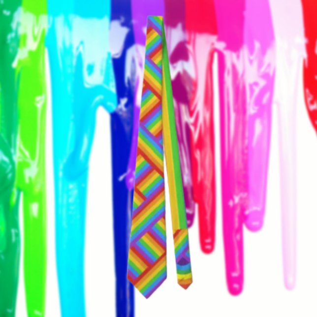 Cravate Poids de la fierté : drapeau arc-en-ciel entrelacé (Créateur téléchargé)