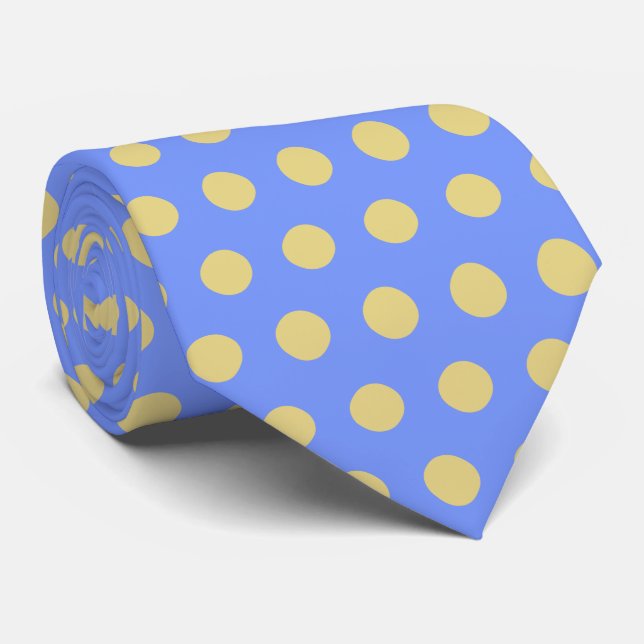 Cravate Point Polka bleu jaune (Roulé)
