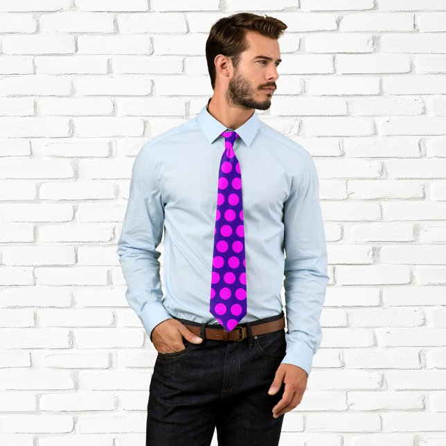 Cravate Pointe rose pourpre et rose chaud (Purple and Hot Pink Polka Dot Tie)
