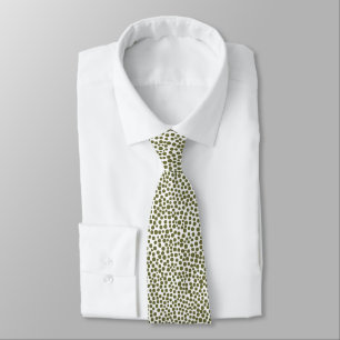 Cravate Points aléatoires - Olive profond sur blanc