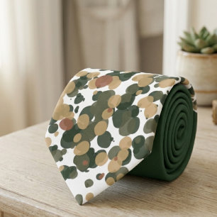 Cravate Points de confettis vert sauge et or