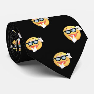 Cravate Points dorés modernes, visage Emoji