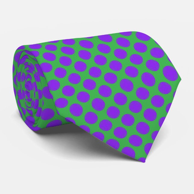 Cravate Points noirs et verts violets (Roulé)