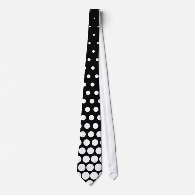Cravate Points Techno blancs Noir moderne (Devant)