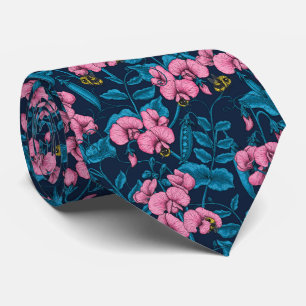 Cravate Pois doux et bourdons, rose et bleu