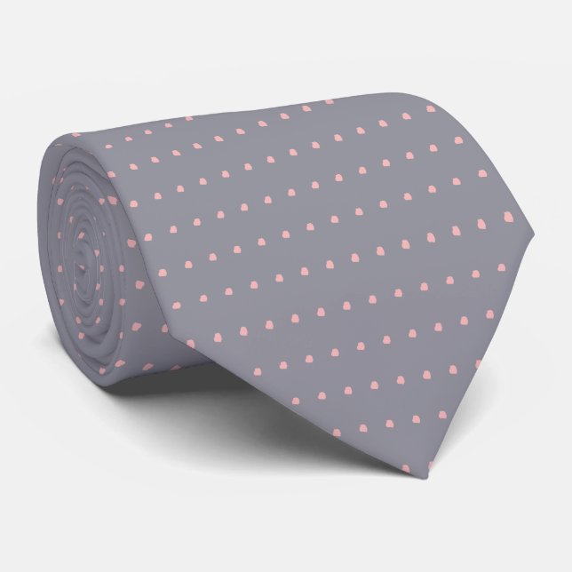 Cravate Pois gris ardoise légère et blush, Cravate (Roulé)