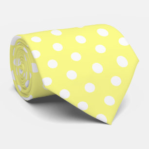 Cravate Pois jaune et blanc rétro