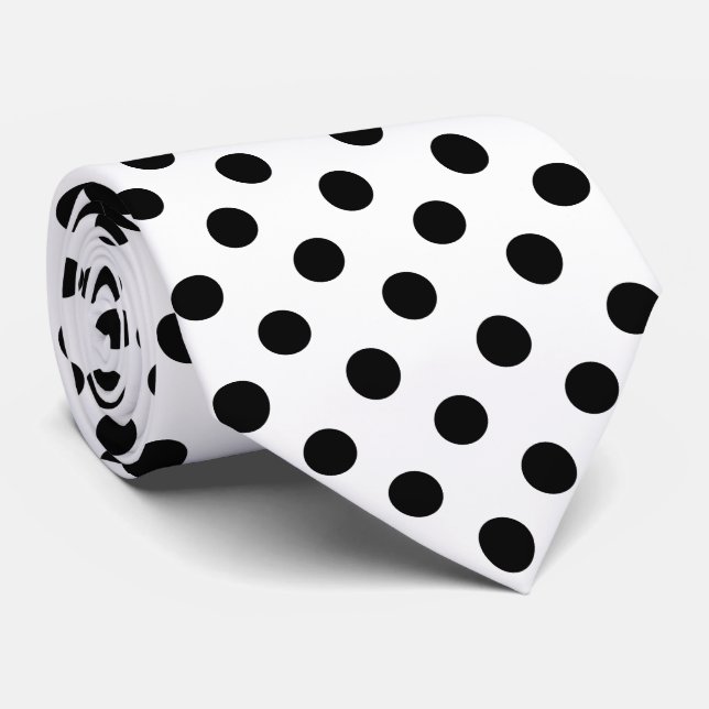 Cravate Pois noirs sur Arrière - plan blanc (Roulé)