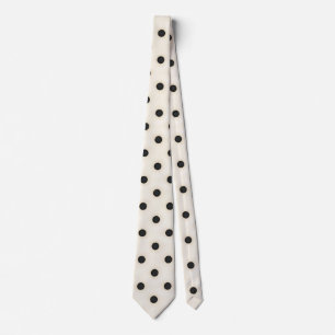 Cravate Pois noirs sur blanc antique