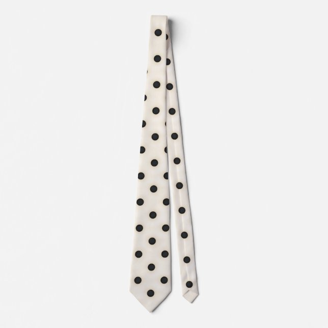 Cravate Pois noirs sur blanc antique (Devant)