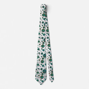 Cravate Polka Dot Cow Impression Brown et Turquoise