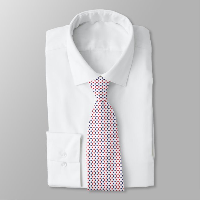 Cravate Polka Dot Marine Rouge Minimal Classique (Attaché)