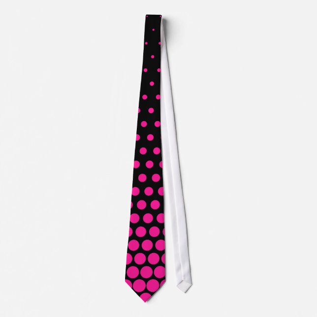 Cravate Polka rose profonde Point Noir moderne (Devant)
