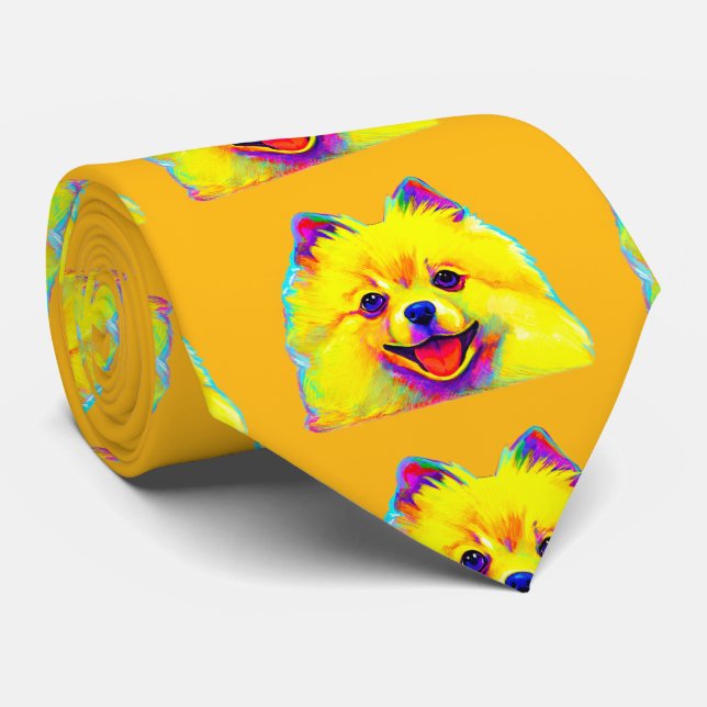 Cravate Pomeranian en couleurs (Roulé)