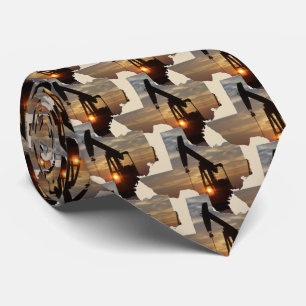 Cravate Pompe à huile Jack du Texas au coucher du soleil