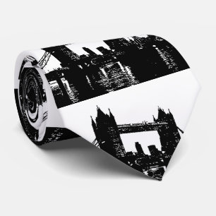 Cravate Pop Art London Tower Bridge Silhouette