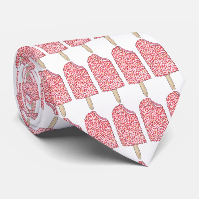 Cravate Popsicle Pops de l'Éclair aux fraises rose (Roulé)